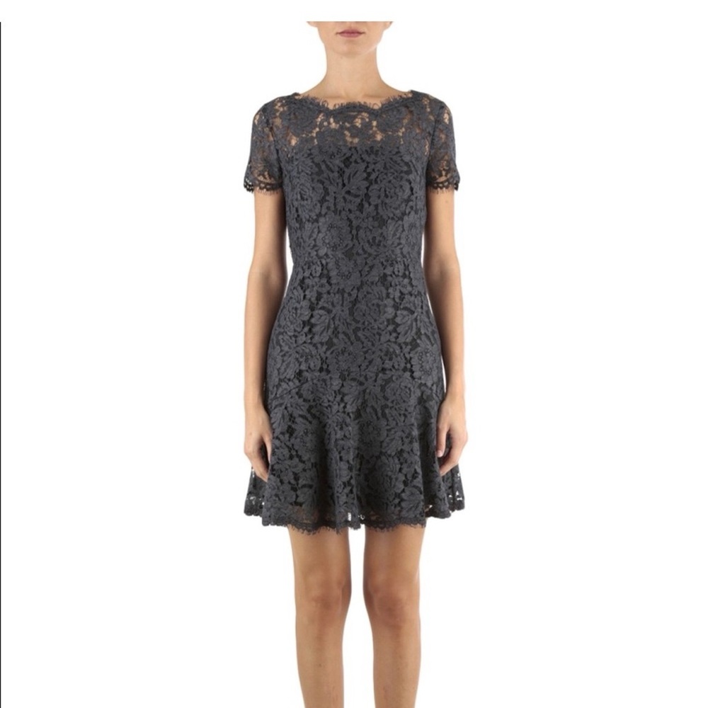 DVF Grey/Black Fifi lace dress size 10